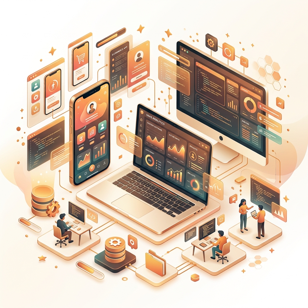 Custom software and app development services illustration